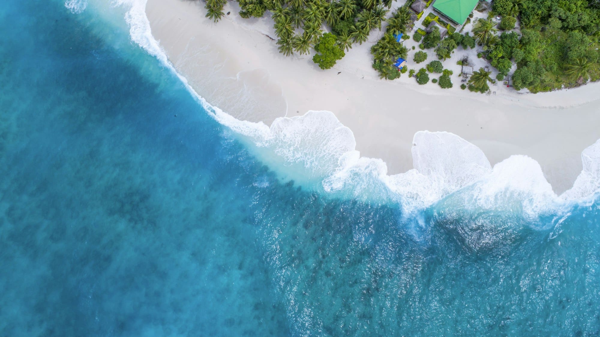 Vue aérienne d'une côte sauvage et de ses vagues